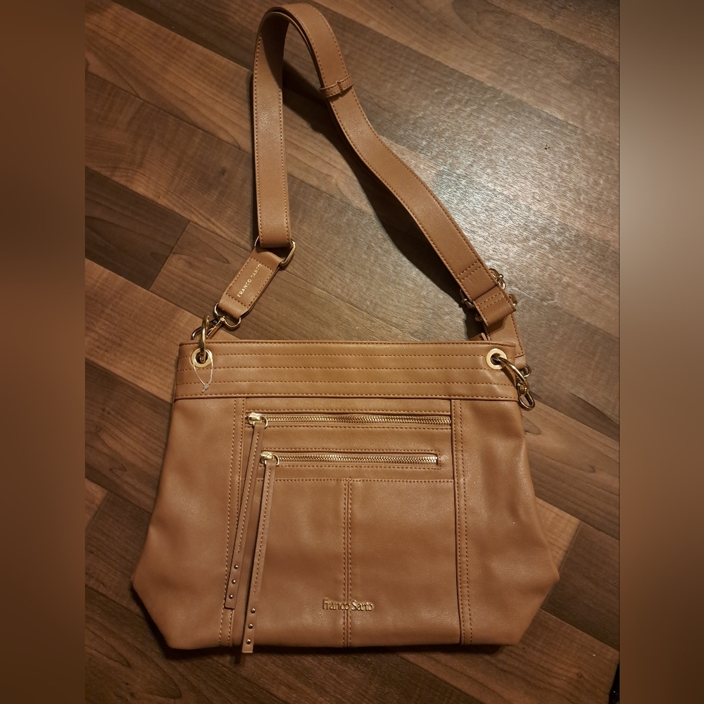 Franco Sarto  Tan Leather Crossbody Bag